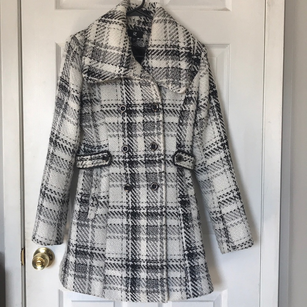Black and white plaid coat